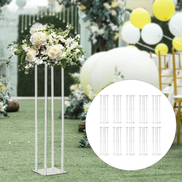 Festa decoração casamento flor stands 10pcs vaso acrílico quadro retangular suporte para jardim ao ar livre pátio casamentos pano de fundo