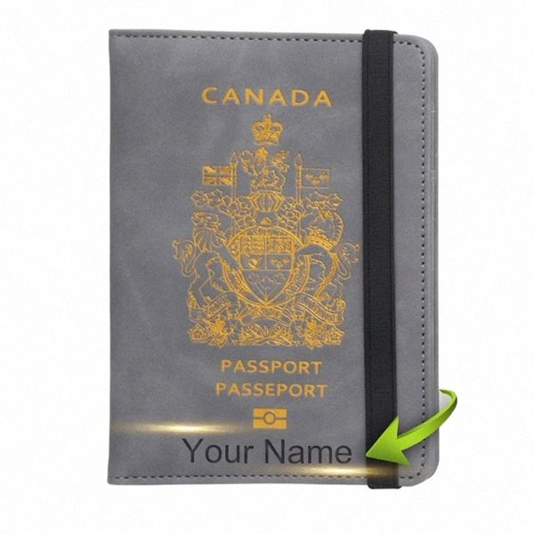 Nome personalizado Canadá Rfid Capa de Passaporte Carteira de Viagem Mulheres Homens Cartões Caso Capa Titular Passaporte Documento Traval Accories Presente k7WT #