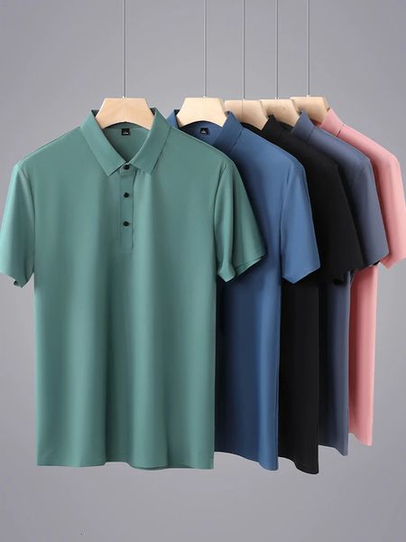 Verão Homens Polo Camisas Clássico Manga Curta Tee Respirável Refrigeração Rápida Secagem Nylon Polos Homens Golf T-shirt Plus Size 8XL 240328