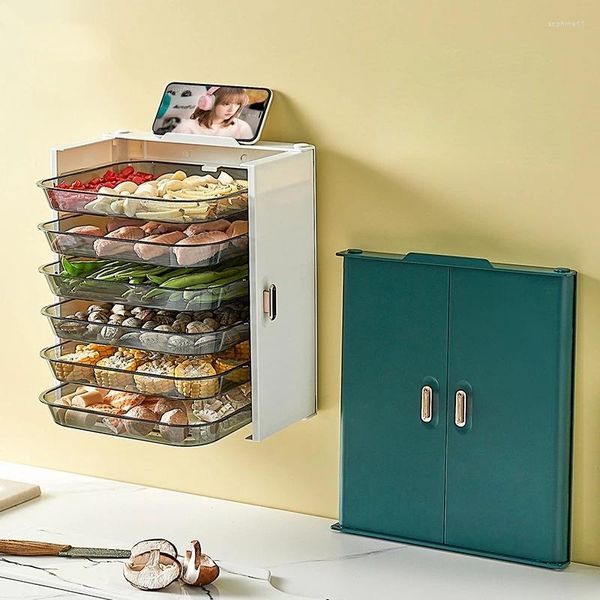 Contenitori per cucina 6 strati Preparazione Piatto Portapiatti Montaggio a parete Pieghevole Piatto da cucina Vassoi Rack Articoli nuovi Accessori per organizer