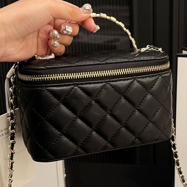 Mulheres de alta qualidade Mini Bolsa de couro genuíno Bag clássica Lady Jewel Hanking Zipper Francesa Marca de moda francesa Quilted Luxury Multi Color Designer Bolsa