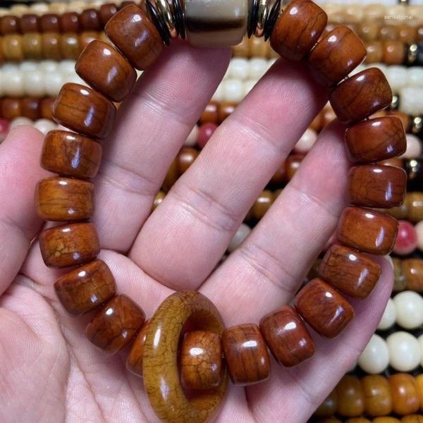 Bracciale tibetano in osso di yak Wenwan Rosario di fedeltà Antichi perline di Buddha per uomini e donne