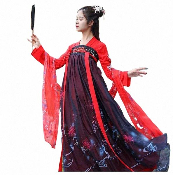 Ropa Tradicial China Lg Sleeve Dr Dancer Outfit Traditial Chinesische Cosplay Kostüme für Frauen Hanfu Red C2qT #