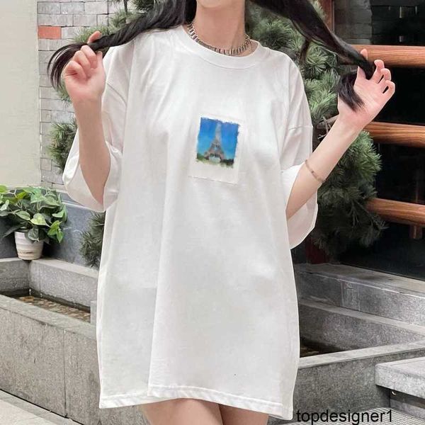 Designer de alta qualidade marca moderna B família solta e confortável algodão puro manga curta camiseta versátil versão coreana top de desenho animado neutro NT6J