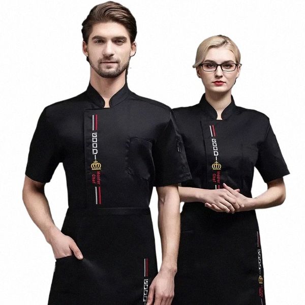 Kurzarm Chef Jacke Sommer Chef Chef Uniform Restaurant Hotel Küche Kochen Kleidung Kellner Uniform Küche Bäcker Tragen F2IS #