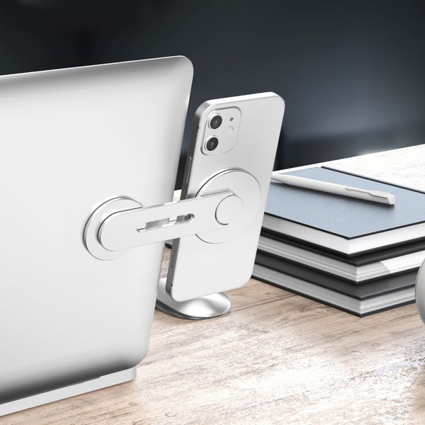 Portador de telefone magnético para iPhone14 13Pro Magsafe Metal Laptop Stand para o comprimido de montagem lateral do suporte Xiaomi para suporte IMAC