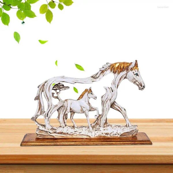 Estatuetas decorativas estátua de cavalo de resina ornamentos de artesanato escultura vintage exclusiva para inauguração de casa aniversário casamento