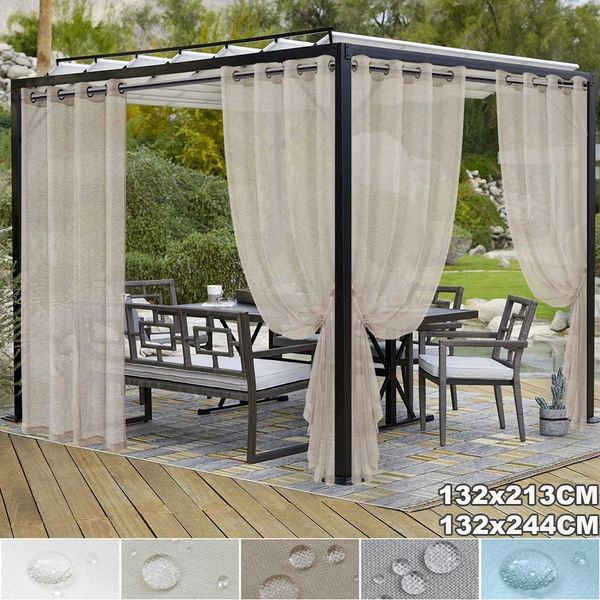 Terrasse, wasserdicht, Voile, transparent, für den Außenbereich, Garten, transparente Vorhänge, Ösen, Hofteiler, Pavillon, Pergola, Tüllnetz, Fenstervorhänge, transparente Vorhänge 240321