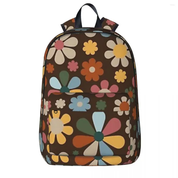 Mochila 70's retro flor padrão mochilas meninos meninas bookbag crianças sacos de escola dos desenhos animados crianças mochila de viagem bolsa de ombro