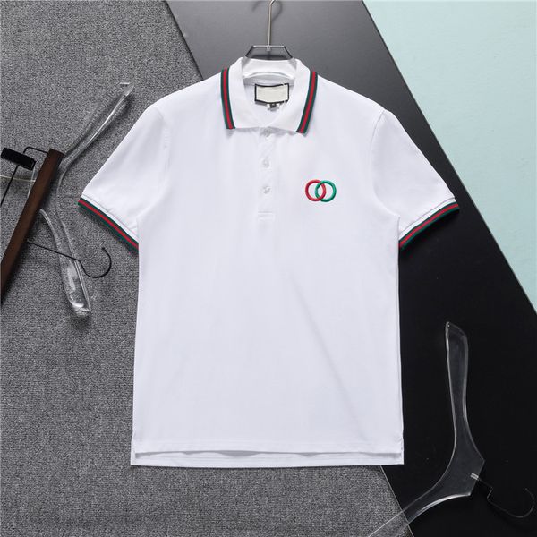 Polo da uomo Polo firmata per la moda maschile Focus a righe con ricamo bodybuilding stampa abbigliamento T-shirt per abbigliamento T-shirt da uomo in bianco e nero #a7