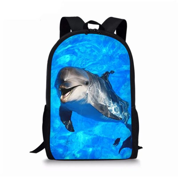 Taschen Delphin Rucksack Mittelschule Tasche für Kinder Mädchen niedliche Ozean Tierbuch Tasche Grundschuldarm für Kinderjungen Schulmaterialien