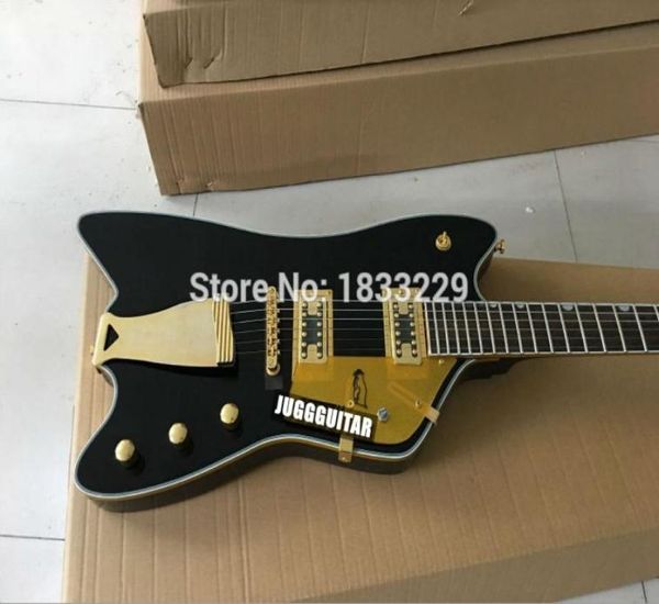 Benutzerdefinierte BillyBo Jupiter Signature Black Electric Guitar Gold Sparkle Body Binding Golden Hardware6524298