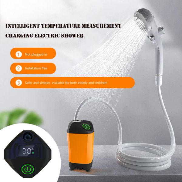 Tools Outdoor Camping Dusche Tragbare elektrische Duschpumpe IPX7 Wasserdicht mit Digitalanzeige für Camping Wandern Rucksackreisen Reisen