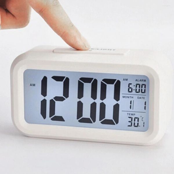 Relógios de mesa quadrado em forma de mesa elétrica despertador eletrônico digital grande led temperatura calendário decoração presente preto