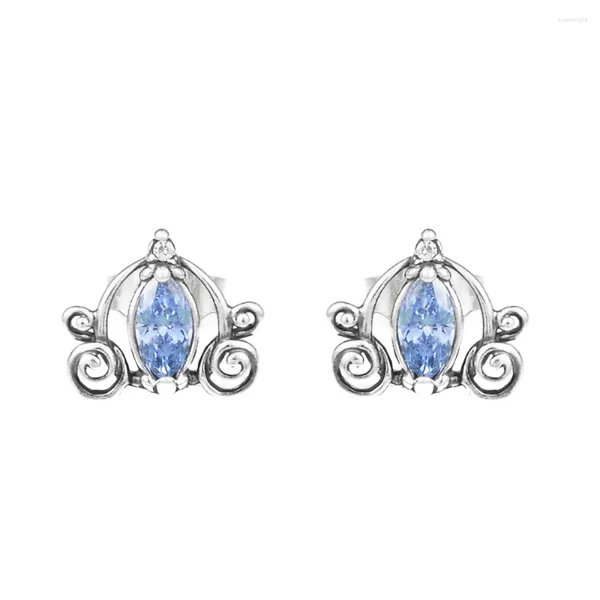 Orecchini a bottone San Valentino Cristalli blu Auto di zucca per donna Argento sterling 925 Fai da te Moda Piccoli gioielli Bella ragazza