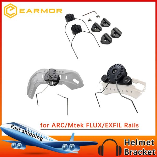 Fones de ouvido earmor fone de ouvido arco exfil capacete trilhos adaptador kit acessório adaptador tático para arco ferroviário capacete acessórios