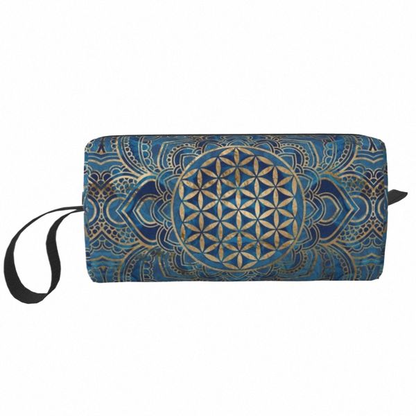 Custom Fr Of Life In Lotus Mandala Travel Cosmetic Bag Женщины Буддизм Макияж Туалетные принадлежности Организатор Леди Красота Хранение Dopp Kit 70AD #