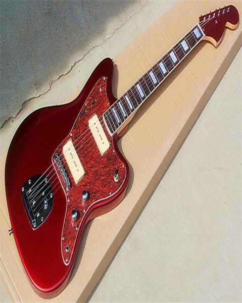 Firm Direct Metal Red E-Gitarre mit P90-Tonabnehmern, Palisander-Griffbrett, rotes Schildpatt-Schlagbrett, kann individuell angepasst werden4528985