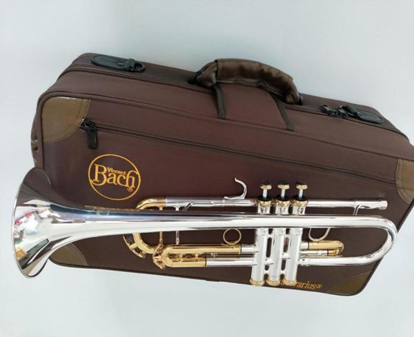 LT180S72 BB Super Real Bachtrumpet Instruments Yüzey Altın Gümüş Kaplama Trompeta Profesyonel Müzik Enstrümanı Brass3305038