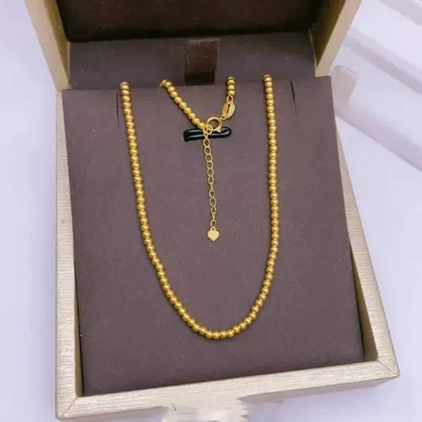 Цепочки из желтого золота 18 карат, женское ожерелье из бусин AU750, 2 мм