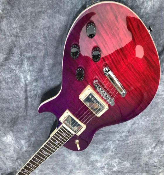 Neuankömmling PRS E-Gitarre Hals durchgehender Korpus A Flame Maple Top Inlays Birds Chrome Hardware Farbe Purpler6421558