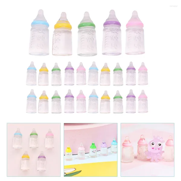 Envoltório de presente 30 pcs boneca garrafa conjunto miniatura bebê plástico mini leite casa de bonecas alimentação novidade minúsculo frasco de doces
