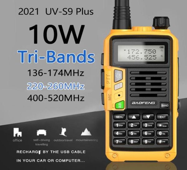 BaoFeng UVS9 Plus TriBand 136174220260400520Mhz 10W Potente Walkie Talkie 10km Transceptor de rádio CB presunto de longo alcance 5R7589149