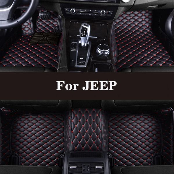 Full Surround Custom Leder Car Floor Matte für Jeep Grand Cherokee (WK / WK2) Wrangler (Sahara / JK) Commander (5Seat) Autoteile