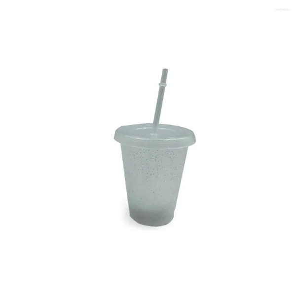 Set di posate Bicchiere con coperchio Cannuccia Bottiglia riutilizzabile in plastica PP per bevande fredde Caffè Succo Frullato Verde chiaro Grande 710 ml