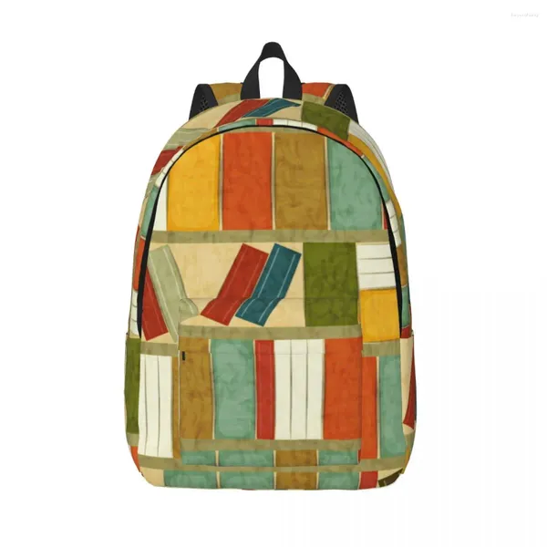 Rucksack Schoolbag Schüler Vintage Bücherregal Hintergrund Schulter -Laptop -Taschenschule