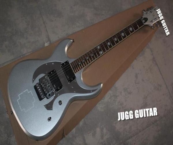 Custom Shop LTD RZK600 Chitarra elettrica grigio argento metallizzato Pickup EMG Christian Cross Intarsio tastiera2253421