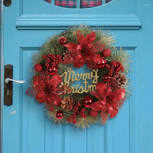 Dekorative Blumen, Weihnachtskranz, Outdoor-Schlafzimmer-Dekoration, Weihnachtskränze, glitzernde Buchstabenschild-Blume für Innen-/Außenfenster