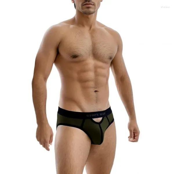 Mutande Intimo da uomo Slip in cotone traspirante aperto davanti e dietro Design sexy U convesso Vita bassa 2 pezzi