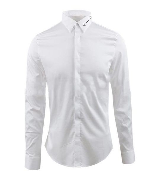 Men039s camisas de vestido 2021 camisa de manga comprida colarinho inglês bordado grande assinatura preto e branco tamanho pequeno para men2488566