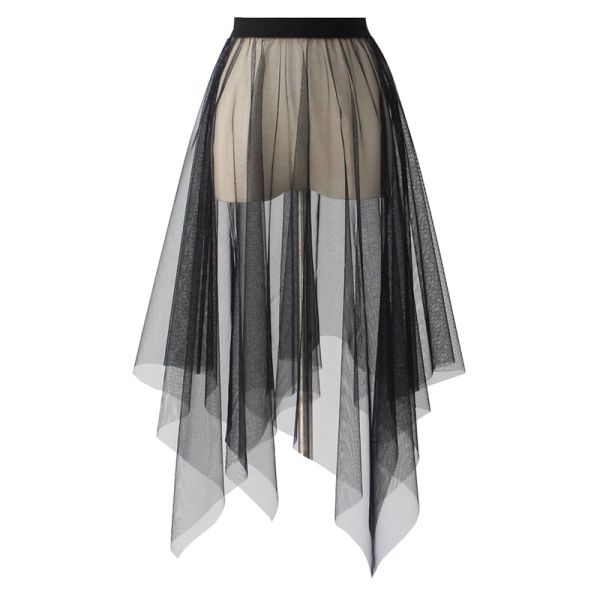 Schwarz weiß long tulle spitzen messchrock Frauen petticoat Unterrocks Sommer Koreanisch unregelmäßige Deck -Rock -Tutu -Rock für Mädchen