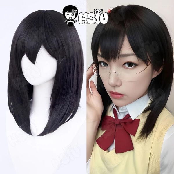 Articoli per feste Parrucca cosplay Shimizu Kiyoko Anime Haikyuu HSIU Berretto sintetico per capelli lunghi neri da 45 cm