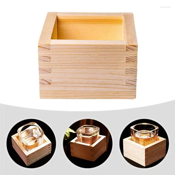 Garrafas de armazenamento japonês quadrado caixa de sushi criativo copos de madeira almoço piquenique estudante bento xícara de chá bolo recipiente de comida