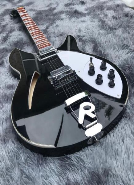 Guitarra elétrica Grand Semi Hollow Body Rick 360 personalizada na cor preta todas as cores estão disponíveis5337914