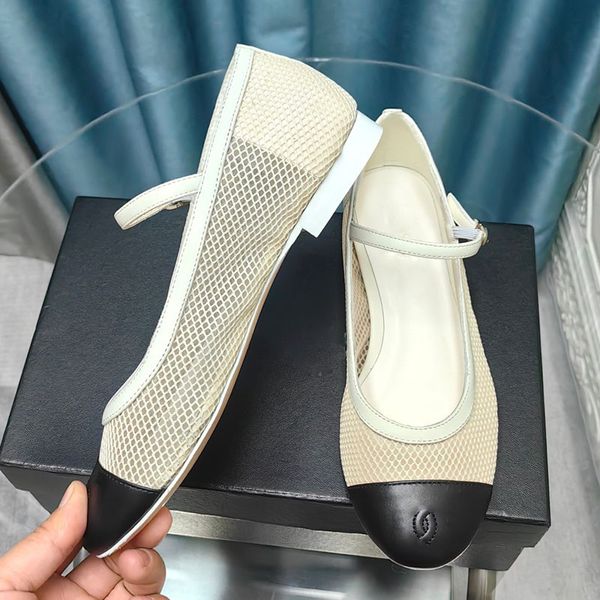 Mulheres vestido sapatos de salto baixo sapato de balé designer de malha pano mary jane sapato ajustável fivela cinta mocassins senhoras sapato casual ao ar livre slides clássico rosa preto mule