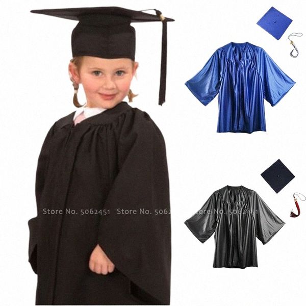 Crianças Crianças Estudantes Primários Graduati Bacharel Vestido Meninos Meninas Uniforme Escolar Caps Casaco Partido Cosplay Costume Set Hat + Robe K8ZW #