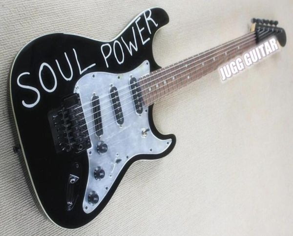 Colocters Escolha Tom Morello Soul Power Preto Aerodyne ST Guitarra Elétrica Floyd Rose Tremolo Tailpiece Espelho Pickguard Preto H7666728