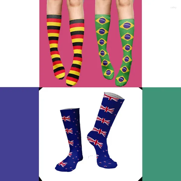 Herrensocken, modisches Flaggenmuster, bedruckt, lustiger 3D-Druck, Kawaii, Straße, Skateboard, Unisex, Reisen, Radfahren