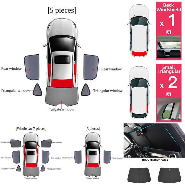 Upgrade für Kia Carnival Ka4 Seitenfenster Sonnenschutz Visier Magnetischer Auto-Sonnenschutz vorne und hinten Windschutzscheibe Vorhang Schild