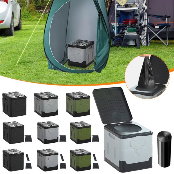 Werkzeuge Camping Klapptoilette Bewegliche Auto-Toiletteneimer Tragbarer Mülleimer Auto Notfall Selbstfahrende Reise Tragbare Außentoilette