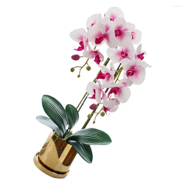 Flores decorativas simuladas bonsai artificial simulação phalaenopsis mesa de jantar decoração falsa pano de seda