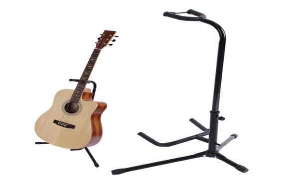 Supporto per chitarra treppiede pieghevole in ferro nero di buona qualità con imbottitura protettiva in gomma vellutata per basso acustico elettrico9694034