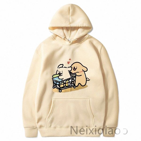 Plus Size Kawaii Line Puppy Carto Dog Stampa Felpa con cappuccio Donna Uomo Harajuku Lg Manica femminile Pullover Autunno Inverno Top r63b #