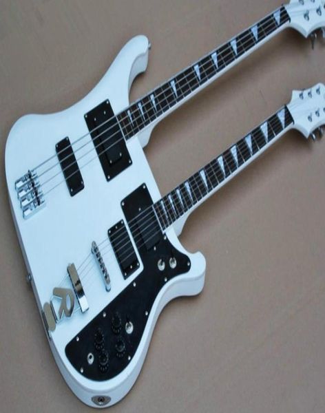 4 6 String Beyaz Çift Boyuncu Elektro Gitar Siyah Pikaplı Gül Ağacı Ölçeği Yüksek Kaliteli Kişiselleştirilmiş Servis 3515862