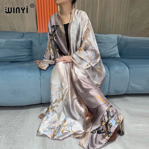 WINYI праздничное длинное кимоно с принтом в стиле бохо, бикини с запахом, накидки, женская летняя одежда, пляжная одежда, купальный костюм, накидка, кимоно 240315