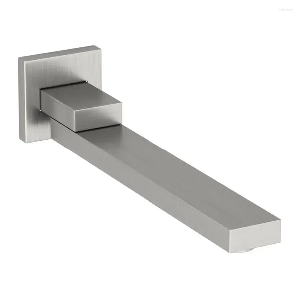 Badezimmer-Waschtischarmaturen, Wannenauslauf, 1/2 NPT, quadratische Ausläufe, 180°-Drehung, klappbar, Wandmontage aus Edelstahl, gebürstetes Nickel